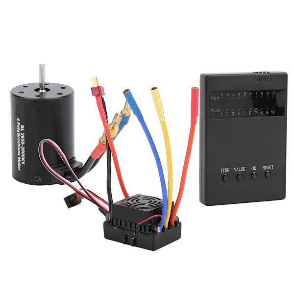 3650 3500KV børsteløs motorprogramkort 60A ESC med vandtæt BEC til 1/10 RC-bil