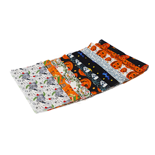 10 ark Halloween bomuldsstof spøgelse græskar kranie print mønster DIY bomuldsstof bundter til syning quiltning 25x25cm / 9,8x9,8in