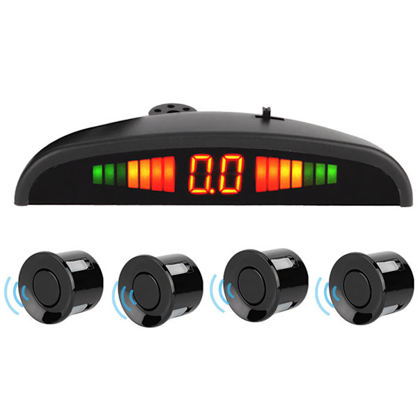 4 Parkeringssensorer Buzzer Bil Bakkelygter Bagud Radar LED System Lydalarm Universal