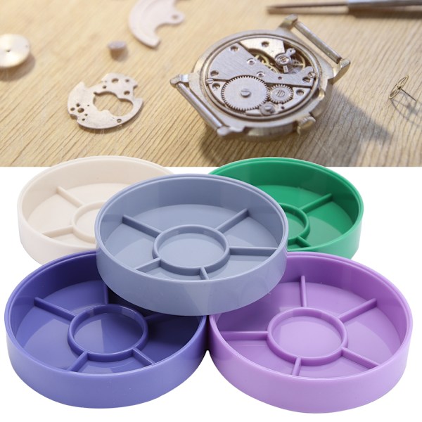 5-lags plast rund klokkedeler Skruer oppbevaringsboks Watch Tool Holder Container