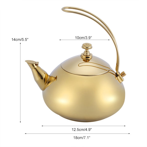 Klassisk 1,5 liters tekande i rustfrit stål induktionsplade tekande Hurtig vandopvarmning kogende vandkande (guld)