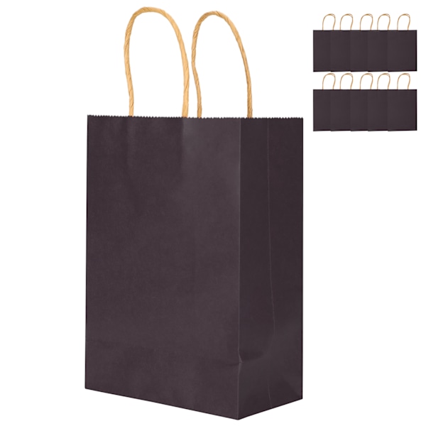 10 stk Bærbare Party Kraftpapirposer Enkle Handleposer Gavepose med Håndtak 15 x 8 x 21cm Blå
