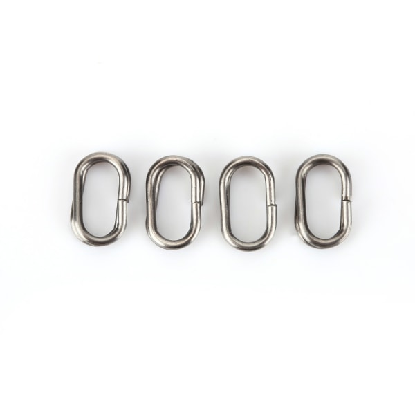 100 stk rustfritt stål ovale splittringer Svingbar Snap fiskeutstyr kobling (6x10mm)