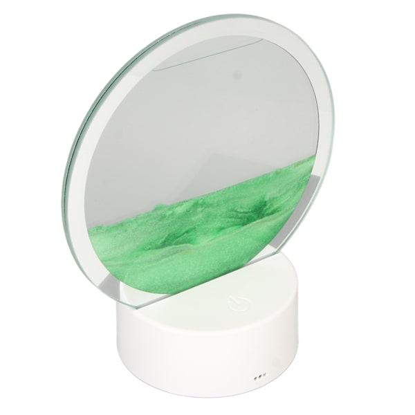 Rörlig Sandkonst Rund Ram 3D Transparent Glas Batteri USB-driven Belysning Dynamisk Sandbild för Familjekontor Café Grön