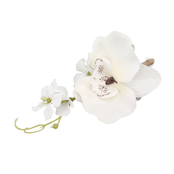 5 st Brudgum Boutonniere Elegant Män Bröllop Blomma Naturtrogna Permanent Återanvändbar Konstgjord Brosch Blomma Vit