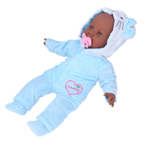 16-tums Reborn Doll Svart Hudfärgsimulering Mjuk vinyl Naturtrogna babydocka med napp