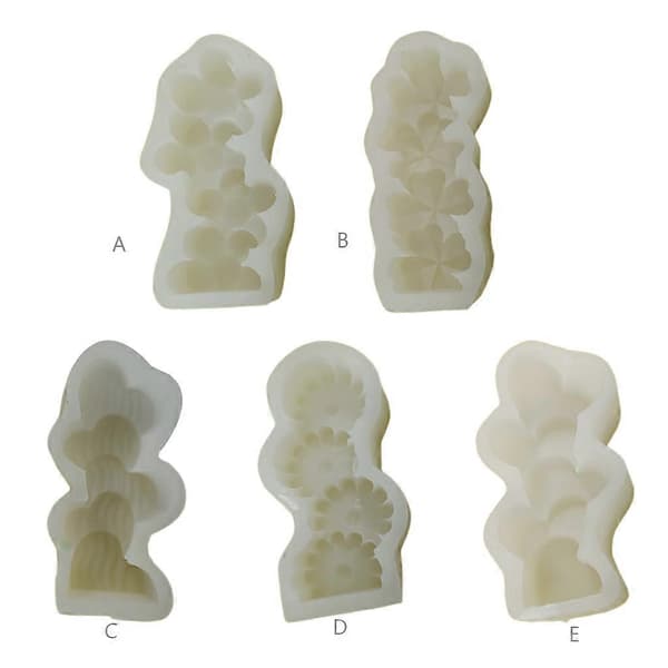 Geometrisk stablet silikone lysform DIY specialformet duftlysform[LD] Four Leaf Clover B