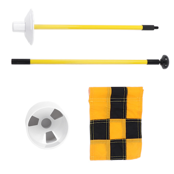 Golf flagstang Bærbar 3 fod Golf flagstang Flag hul Cup Sæt 2 sektioner Design til indendørs udendørs Gul og sort gitter