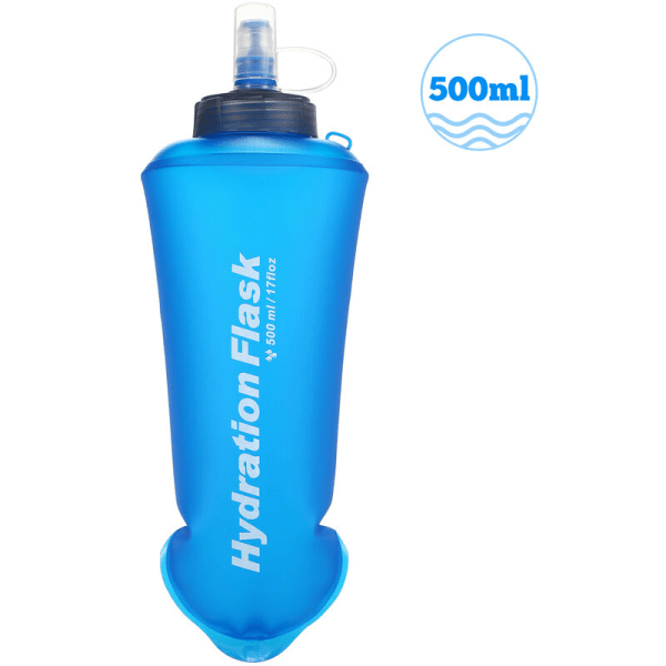 500 ml pehmeä kokoontaitettava TPU-vesipullo juoksemiseen, kiipeilyyn, pyöräilyyn, malli: sininen 500 ml