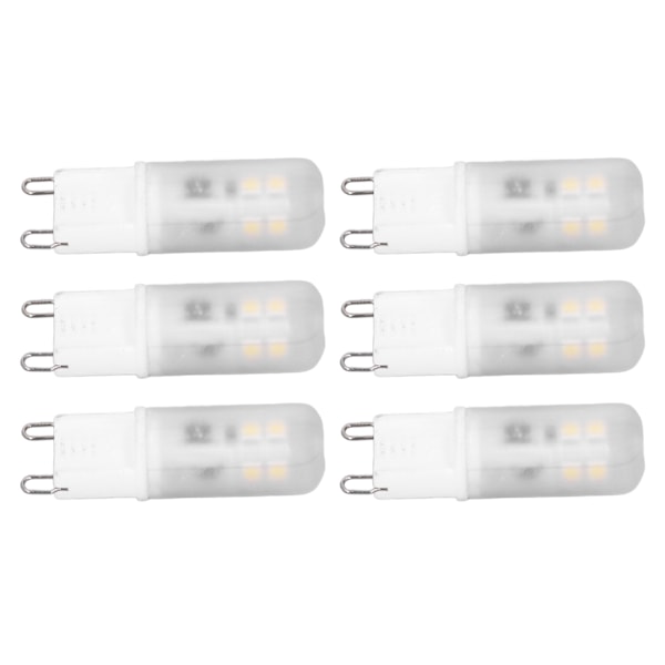 6st G9 LED-lampor Keramiska 200LM G9-baslampor för byte av vägglampa ljuskrona 2W 20W Halogenekvivalent 220V vitt ljus