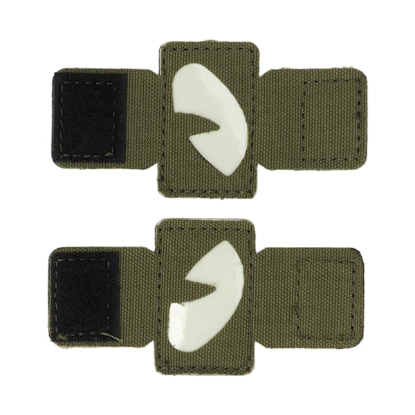 2 stk. Cat Eyes Patch Reflekterende Krog-og-Øje Design Canvas Lysende Cat Eyes Patch til Hatte Uniform Rygsæk Udendørsaktiviteter Nattevandringer Militærgrøn