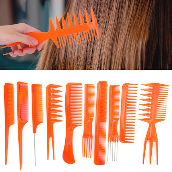 10 stk plastikmassage antistatisk hår hovedbund kam Frisør Hjemmesalonsværktøj (orange)