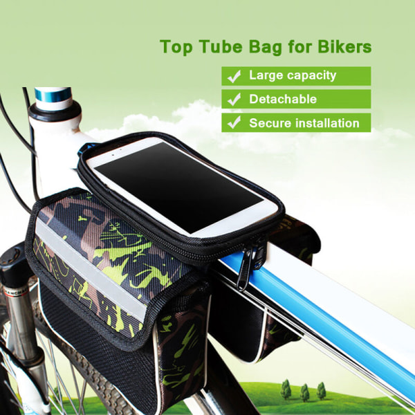 Bike Sadle Bag Vanntett Topp Tube Bag Klar PVC Biker Phone Protector Bag, Modell: Rød
