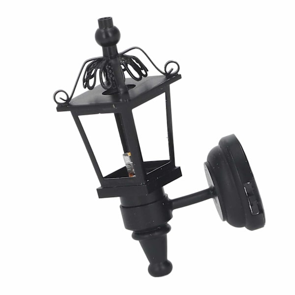 Skala 1:12 Dukkehuss Vægslampe Sort Simuleret Miniature LED Vægslampe Dukkehuss Havedekoration