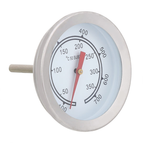 100~700℉ Grilltermometer i rustfritt stål Temperaturmåler Analog urskive Dobbel skala