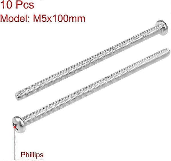 2025 M5x100mm Phillips hode Phillips maskinskruer bolt 10 stk