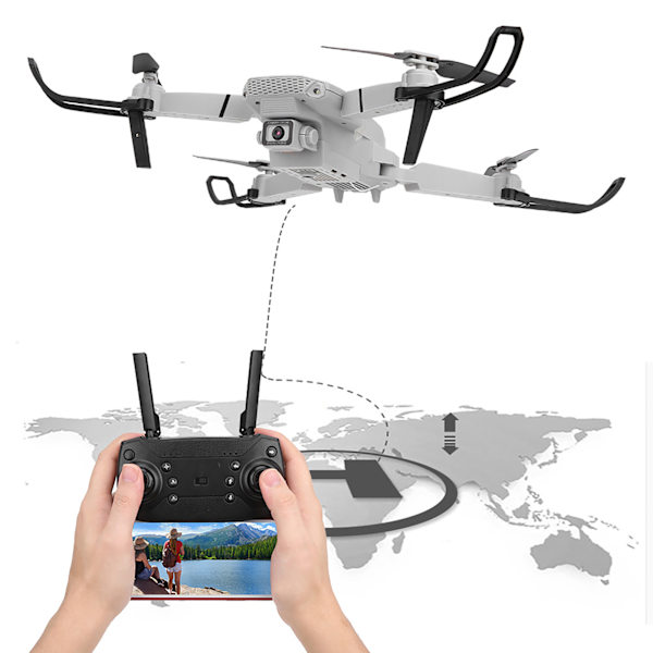 LSE525 Taitettava kaksikamerallinen drone korkean resoluution kuvaamisella Quadcopter RC drone (harmaa)