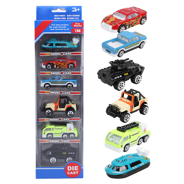 1:64 Metalliautolelu Simulaatio Palokunta-auto Ajoneuvomalli Lapset Lasten Autolelu 6kpl/setti