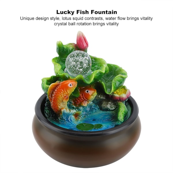 Mini Pöytäsuihkulähde Feng Shui Onnen Kala Koti Työpöydän Koriste (EU-pistoke 220-240V)
