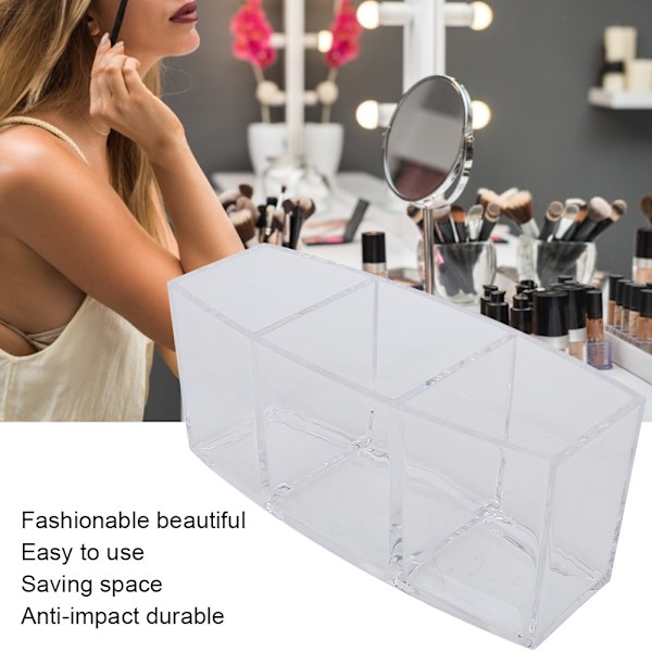 Desktop Acrylic Rectangle Shape Makeup Brush Holder Organizer Storage Box