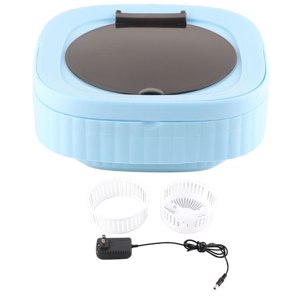 Liten hopfällbar tvättmaskin TPE och PP 100‑240V Inbyggd dehydrator 6L Mini Bärbar Hinkbricka för Underkläder Strumpa Blå US Plugg