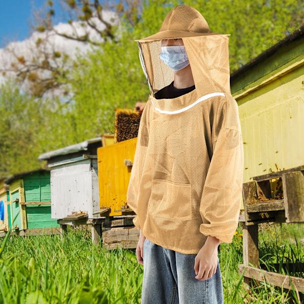Beekeeping Tool Professional Beekeeping Protective Jacket Beekeeper Veil Suit Smock Orange