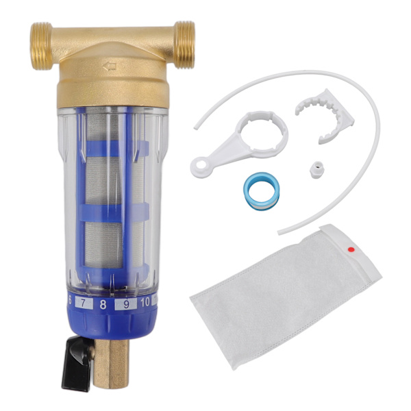 Hela huset Spin Down Sediment Vattenfilter Raffinerat kopparhuvud Spin Down Sediment Förfilter