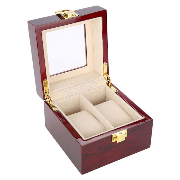 2 Grids Trä Watch Holder Armbandsur Display Case Smycken Present förvaringsbox Organizer