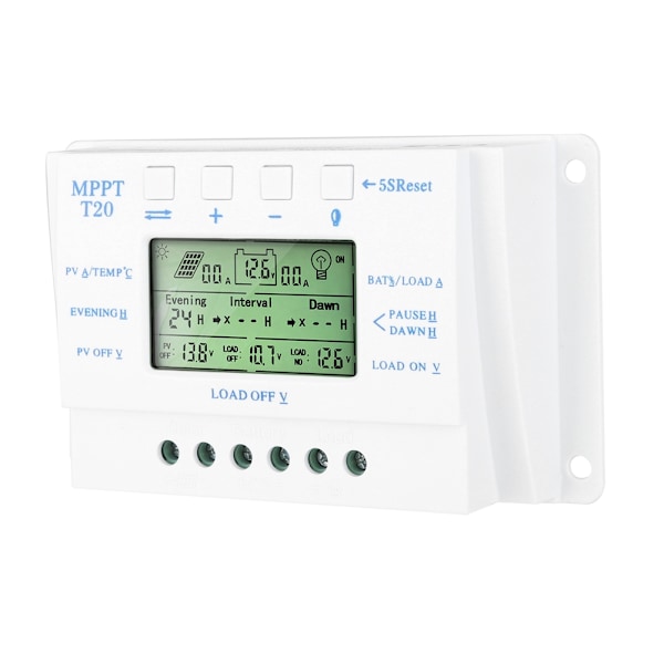 Solcelleladningsregulator PWM 12V/24V Auto PWM Regulator LCD-skjerm