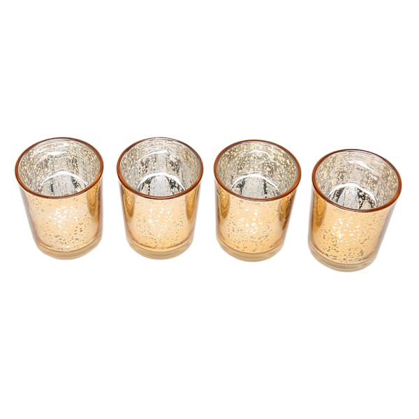 12 stk. Telysholdere, gullfarget, prikkete, retro, tykt glass, telysholdere for fest, bryllup, høytid