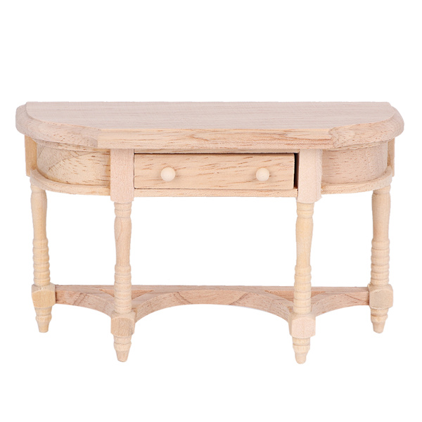 1:12 Dukkehuse Træ Halvrund Skuffe Skrivebord Model til Dukker DIY Dukkehuse (Halvrund Skuffe Skrivebord)