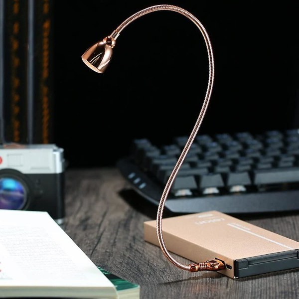 Led USB Bordslampa Flexibel Svanhals För Powerbank, PC Notebook Rose Gold
