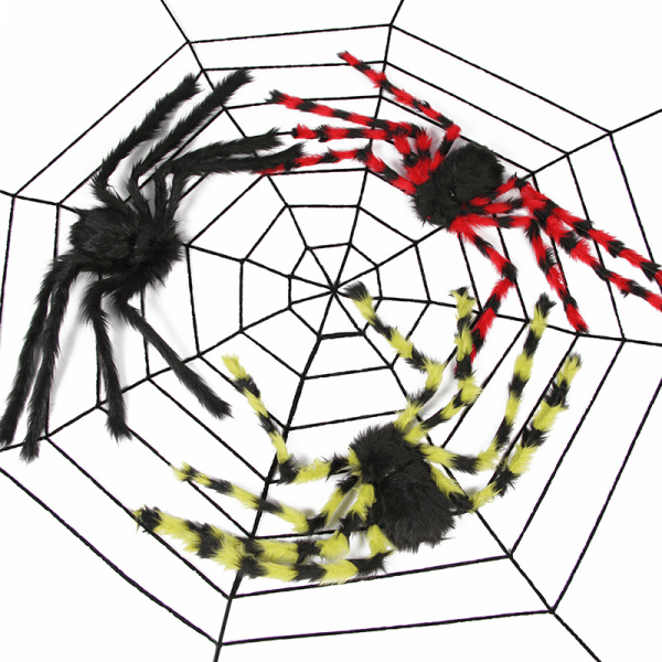 Spindelnät Halloween Spider Party 50CM Färgglad Spindel 50g