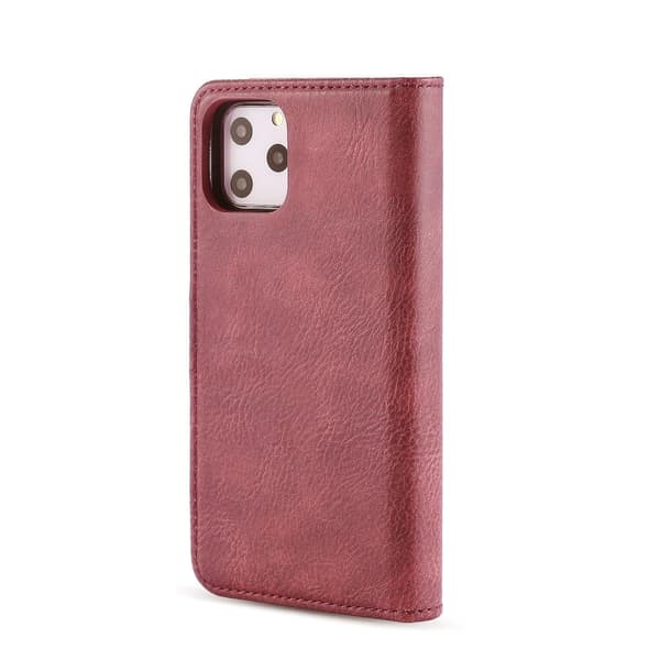 DG.MING Kompatibel med iPhone 11 Pro Max Split Læder Pung Etui - Rød Röd red