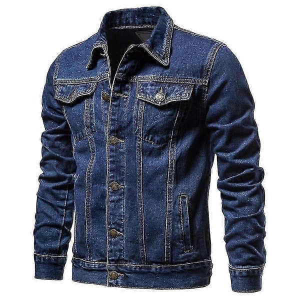 Klassisk herrjeansjacka med knappar och slag Dark Blue M