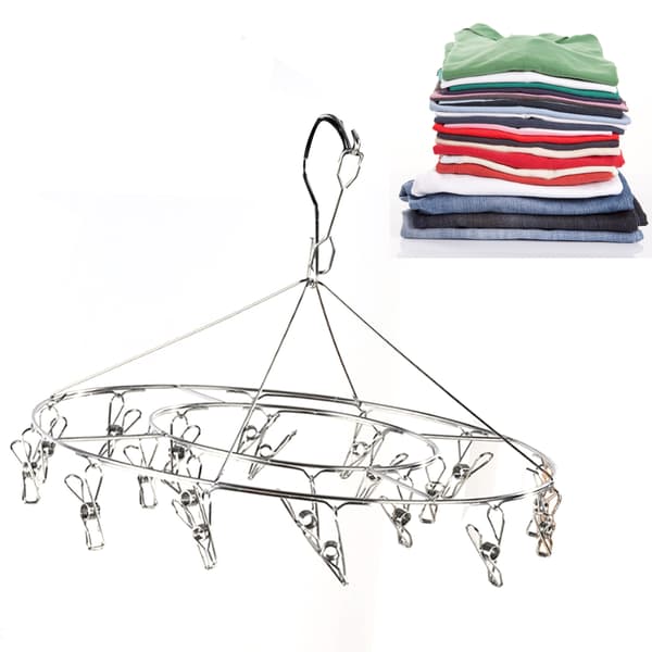 Clothes Drying Hanger Stainless Steel Multi Clip Laundry Drying Rack Dropping Hanger for Underwear Socks Hat No Loop Round