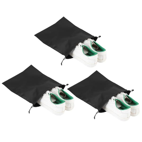 Nylon Drawstring Waterproof Dustproof Storage Bag for Shoes Clothes Organizer Black