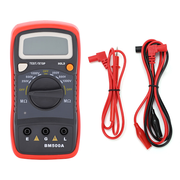 BM500A 1000V LCD-motstandsmeter Digital isolasjonsmotstandsmeter Megohmmåler