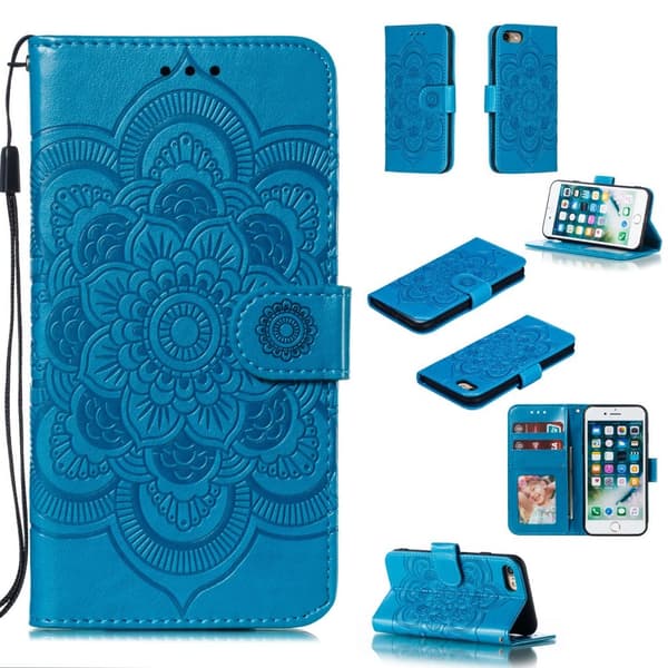 iPhone 7/8/SE (2020/2022) Mandala Plånboksfodral Blå Blue Bl\u00e5