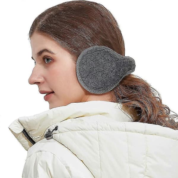 Varma stickade öronvärmare Vikbara Öronmuffar Vinteröronmuffar Unisex Gray