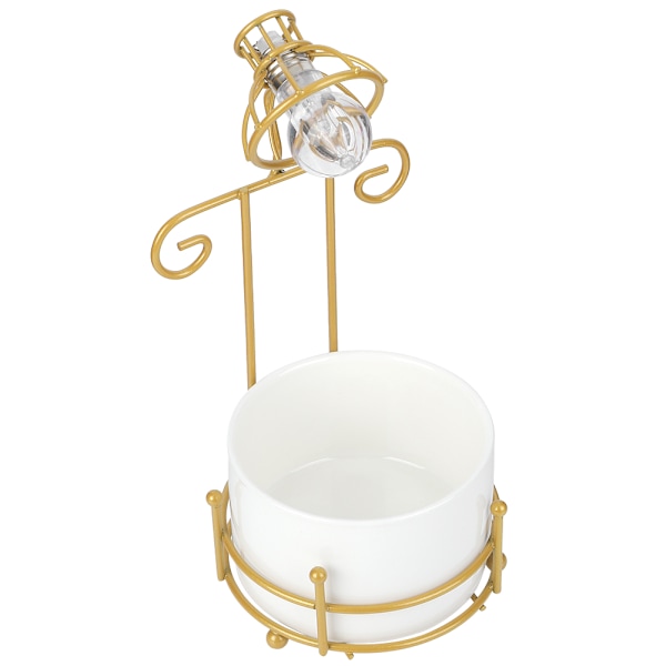 Bordslampa form keramisk växt Blomkruka Displayhållare med glödlampa Hemmakontor Trädgårdsinredning Vit+guld