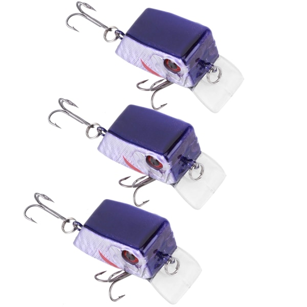 3 stk Unik firkantet form Mini Lure Kunstig Simulering Realistisk agn Fiskeutstyr2#