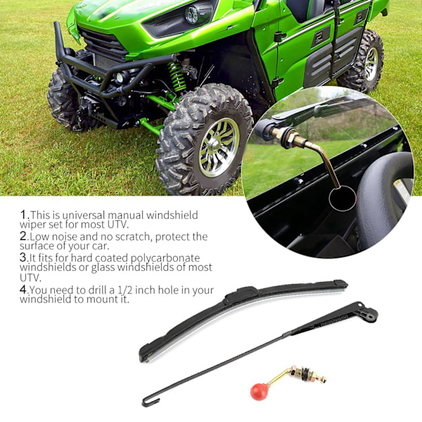 UTV Manuell Handmanövrerad vindrutetorkarblad Universal Replacement Kit