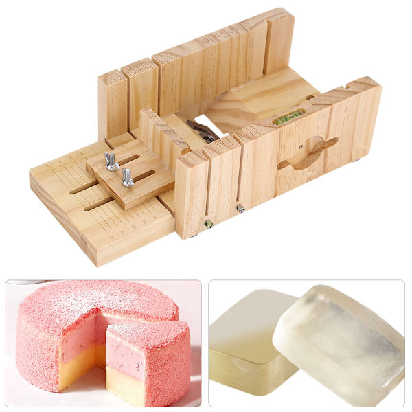 Silikontvålform trälåda Cake Maker Cutting Slicer Cutter Making Tool