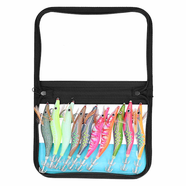 10 stk Squid Jig Hook Hard Fiskeagn Luminous Wood Fiske Reker Lure Bait Kit