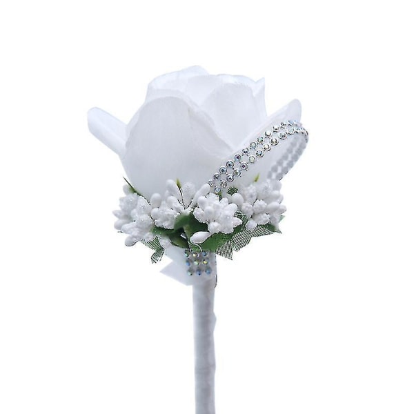 1 stk Kunstig Bryllup Corsage Håndled Corsage Knaphul Corsage Wedding Boutonniere Roses Håndled Corsage Creamy White
