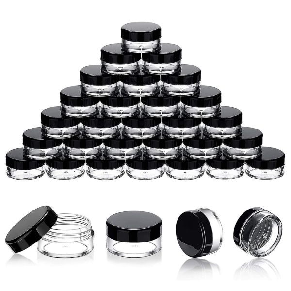 5 ml kosmetisk behållare set med 100 genomskinliga provburkar med lock, liten återanvändbar plastkrämlotion