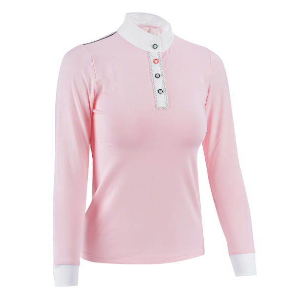 Høj kvalitet Akryl Pige Børn Ride T-shirt Heste Ridning Tøj Skjorte Pink(Langærmet M)
