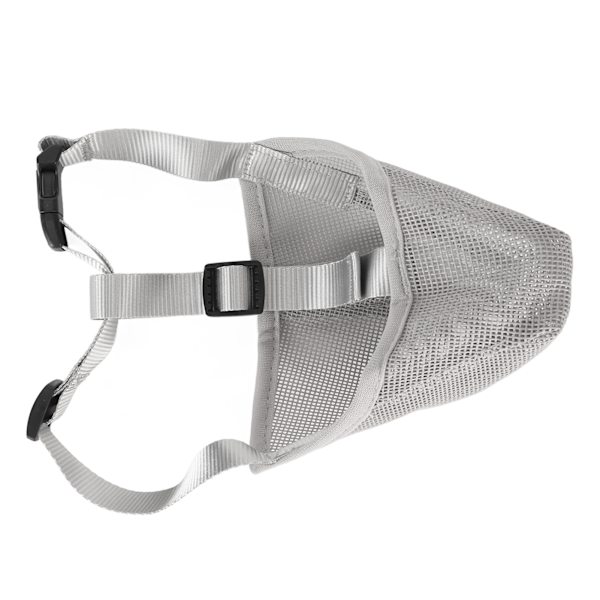 Dog Muzzle Breathable Adjustable Prevent Biting Chewing Pet Mesh Muzzle for Outdoor Training Grey L