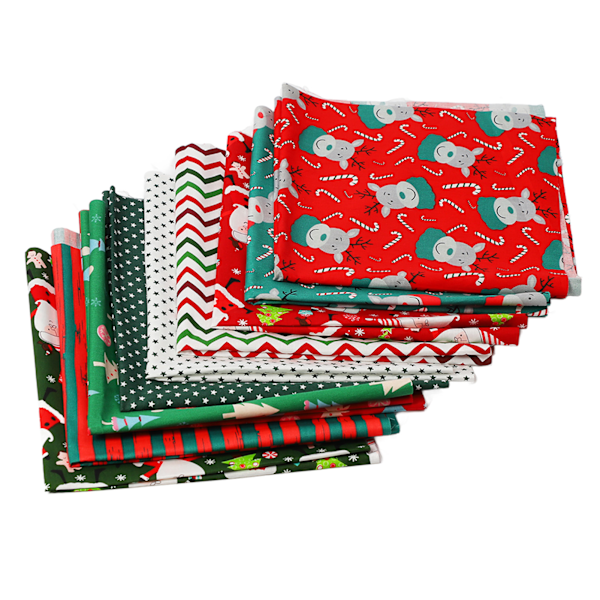 10 st Jul Bomullstyg Twill Tryck Mode Dekorativt DIY Bomullstyg Sömnad Hantverk Tyggrupp A